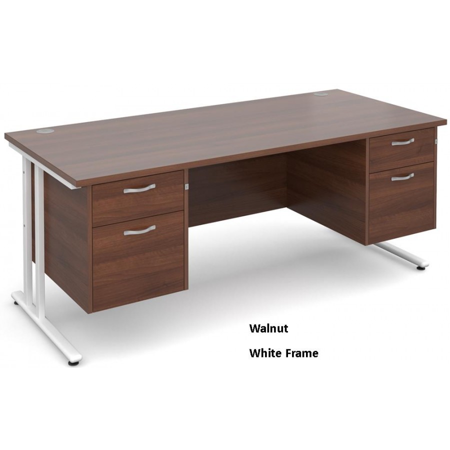 Maestro Cantilever Straight Desk with 2 Pedestals